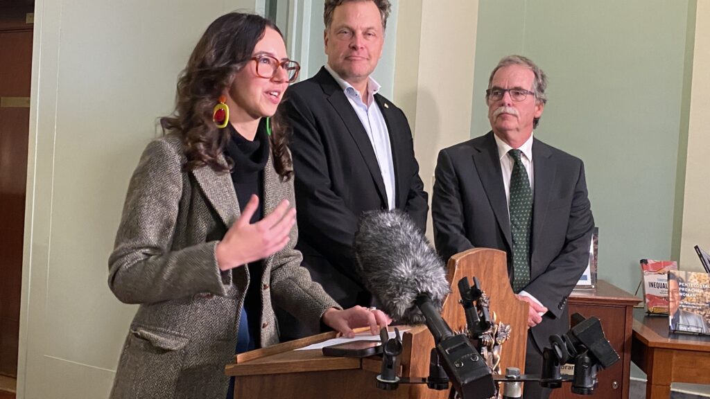 Emily Lowan speaks alongside Jeremy Valeriote and Rob Botterell